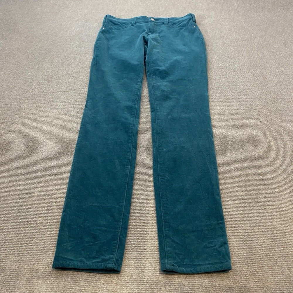 Anthropologie Teal Corduroy Cropped Straight-Leg Pants